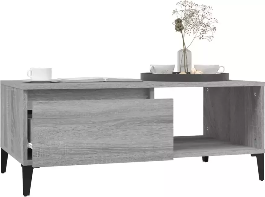VidaXL -Salontafel-90x50x36 5-cm-bewerkt-hout-grijs-sonoma - Foto 4
