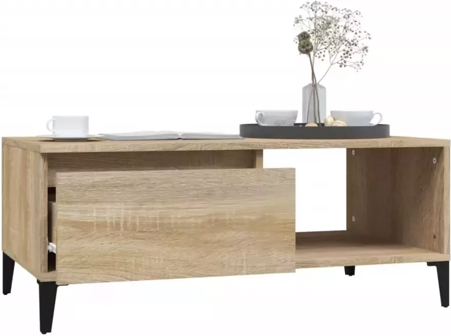 VidaXL -Salontafel-90x50x36 5-cm-bewerkt-hout-sonoma-eikenkleurig - Foto 4