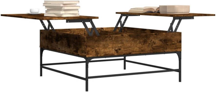 VidaXL -Salontafel-95x95x45-cm-bewerkt-hout-en-metaal-gerookt-eiken - Foto 4