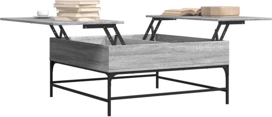 VidaXL -Salontafel-95x95x45-cm-bewerkt-hout-en-metaal-grijs-sonoma - Foto 5