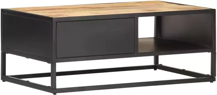 VidaXL -Salontafel-met-bewerkte-deur-90x55x36-cm-ruw-mangohout - Foto 4