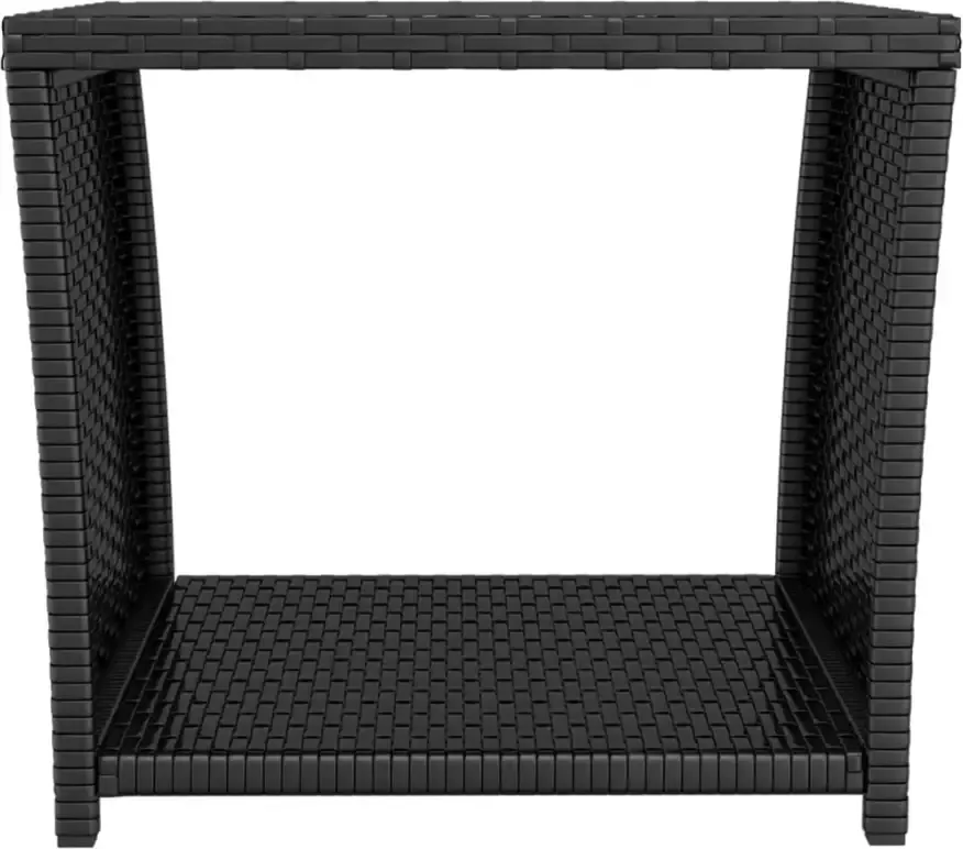 VIDAXL Salontafel met glazen blad poly rattan en gehard glas zwart