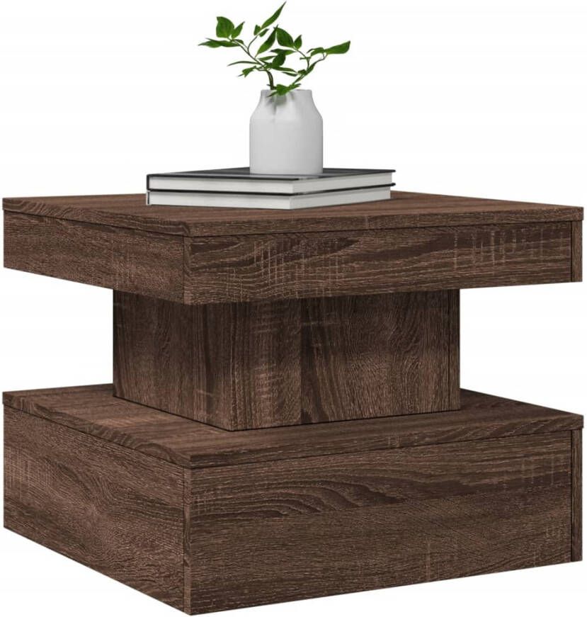 VidaXL -Salontafel-met-LED-verlichting-50x50x40-cm-bruin-eikenkleur - Foto 2