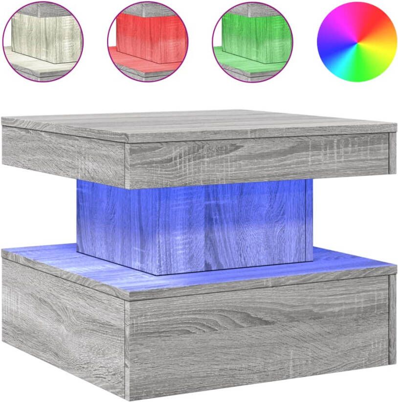 VidaXL -Salontafel-met-LED-verlichting-50x50x40-cm-grijs-sonoma-eiken - Foto 2