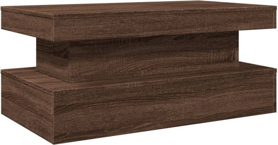 VidaXL -Salontafel-met-LED-verlichting-90x50x40-cm-bruineikenkleurig - Foto 6