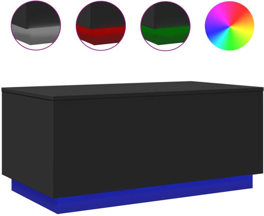 VidaXL -Salontafel-met-LED-verlichting-90x50x40-cm-zwart - Foto 6