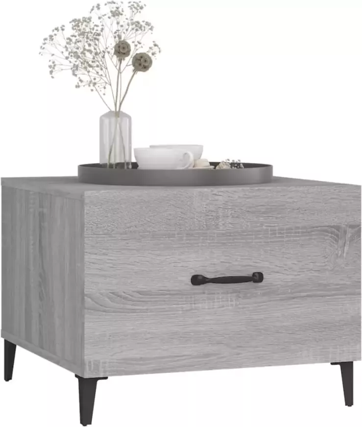 VidaXL -Salontafel-met-metalen-poten-50x50x40-cm-grijs-sonoma-eiken - Foto 2