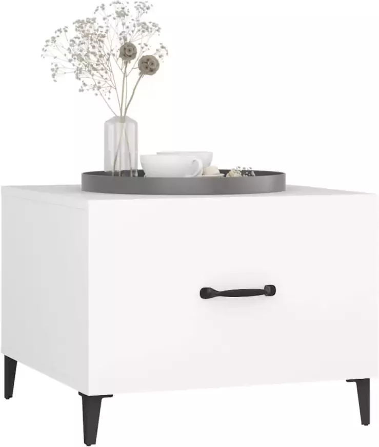 VidaXL -Salontafel-met-metalen-poten-50x50x40-cm-wit - Foto 2