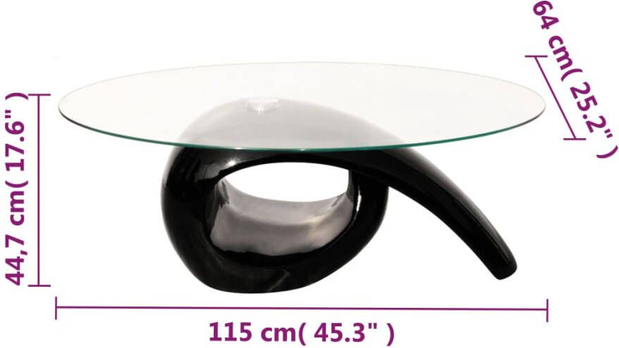 VidaXL -Salontafel-met-ovaal-glazen-tafelblad-hoogglans-zwart - Foto 4