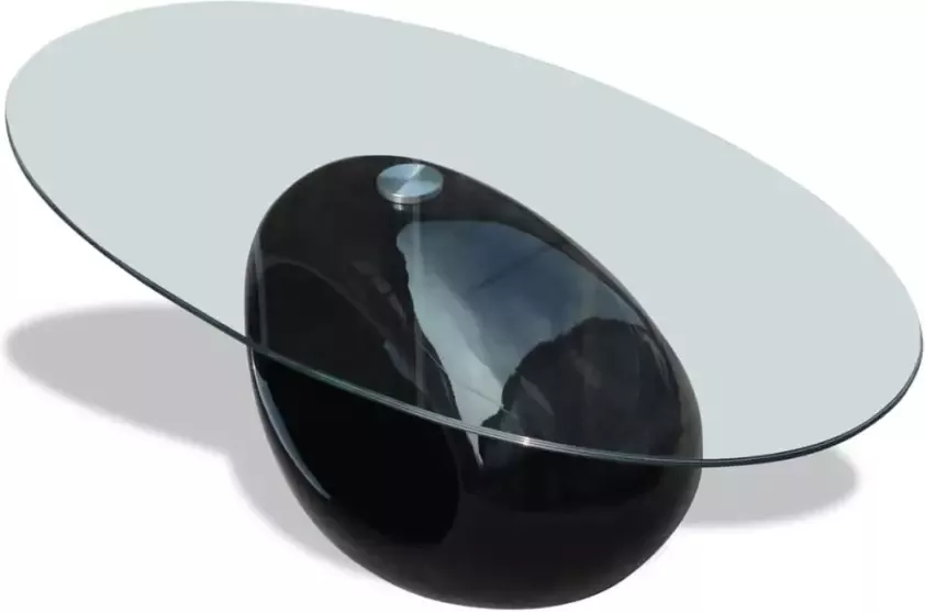 VidaXL -Salontafel-met-ovale-glazen-tafelblad-hoogglans-zwart - Foto 1