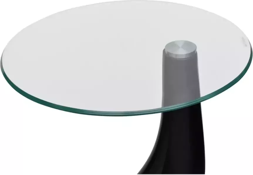 VidaXL -Salontafel-met-rond-glazen-tafelblad-hoogglans-zwart-2-st - Foto 2