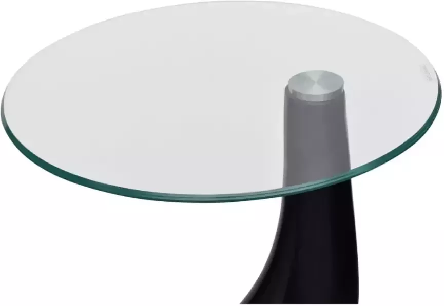 VidaXL -Salontafel-met-rond-glazen-tafelblad-hoogglans-zwart - Foto 3