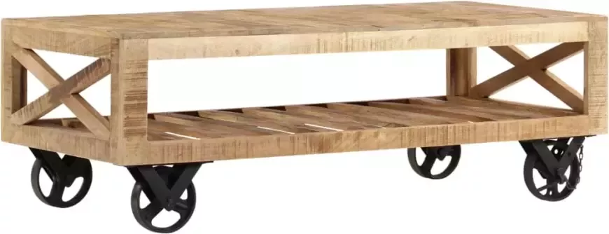 VidaXL -Salontafel-op-wieltjes-110x50x37-cm-massief-mangohout - Foto 2