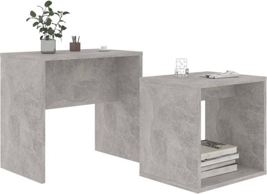 VidaXL -Salontafelset-48x30x45-cm-bewerkt-hout-betongrijs - Foto 2