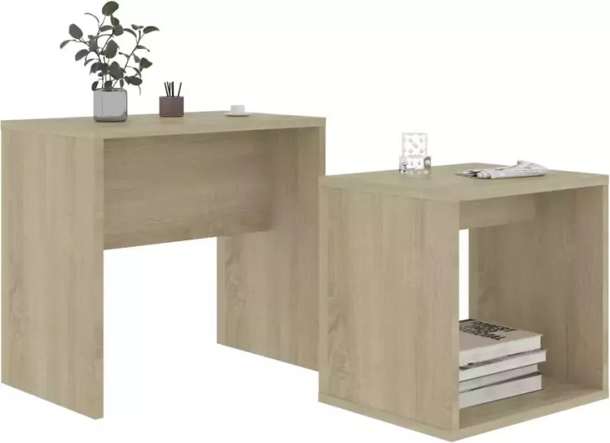 VidaXL -Salontafelset-48x30x45-cm-bewerkt-hout-sonoma-eikenkleurig - Foto 3