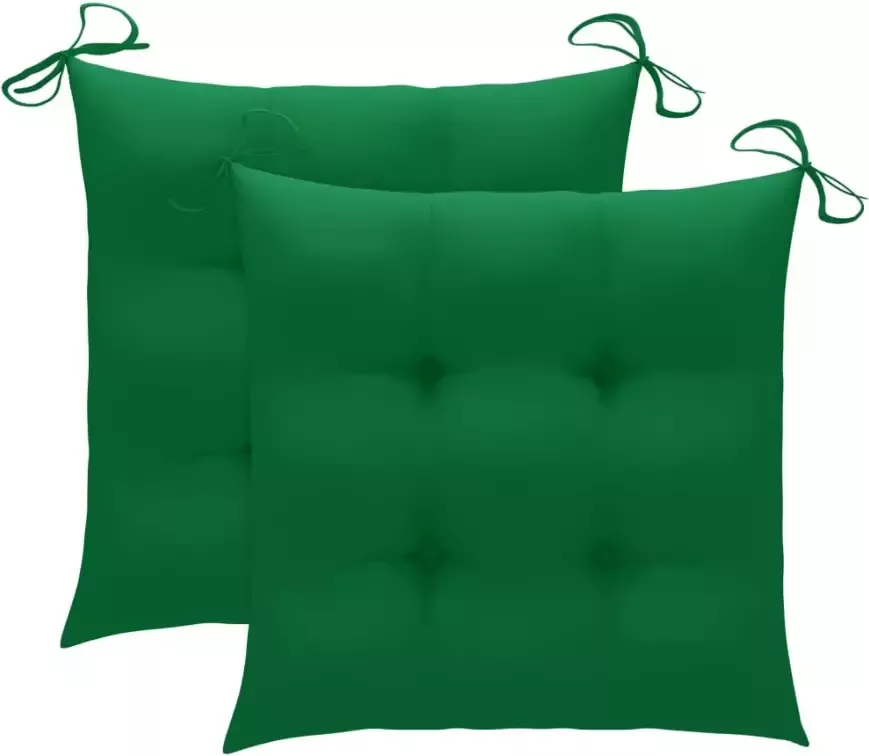 VIDAXL Schommelstoel met groen kussen massief teakhout - Foto 2