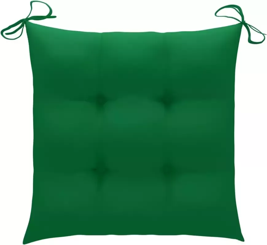 VIDAXL Schommelstoel met groen kussen massief teakhout