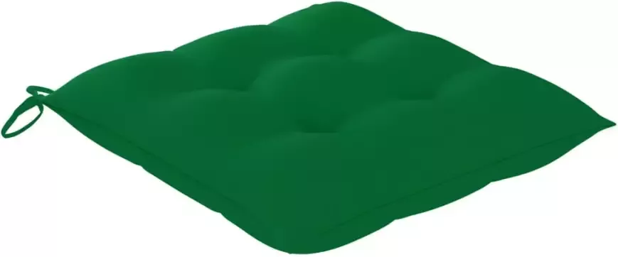 VidaXL Schommelstoel met groen kussen massief teakhout - Foto 3