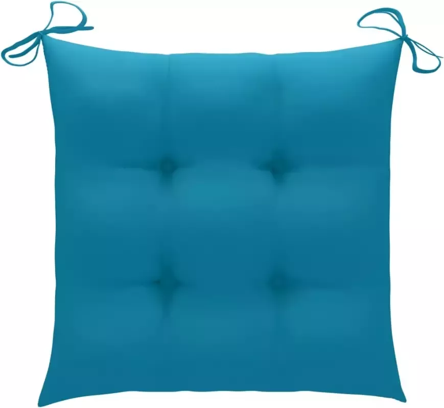 VIDAXL Schommelstoel met lichtblauw kussen massief teakhout - Foto 2