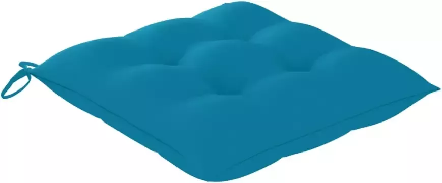VIDAXL Schommelstoel met lichtblauw kussen massief teakhout - Foto 3