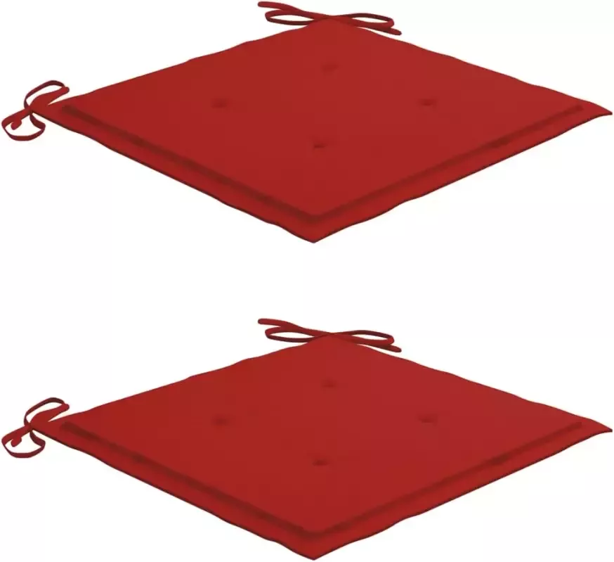 VidaXL Schommelstoel met rood kussen massief teakhout - Foto 1