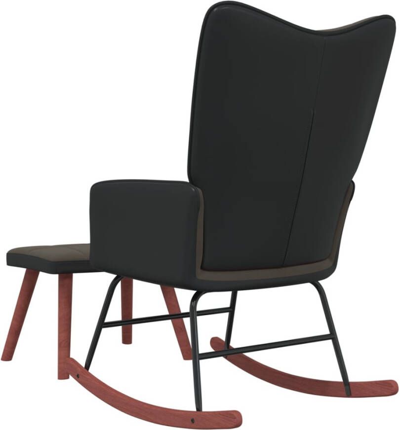 VIDAXL Schommelstoel met voetenbank fluweel en PVC donkergrijs - Foto 2