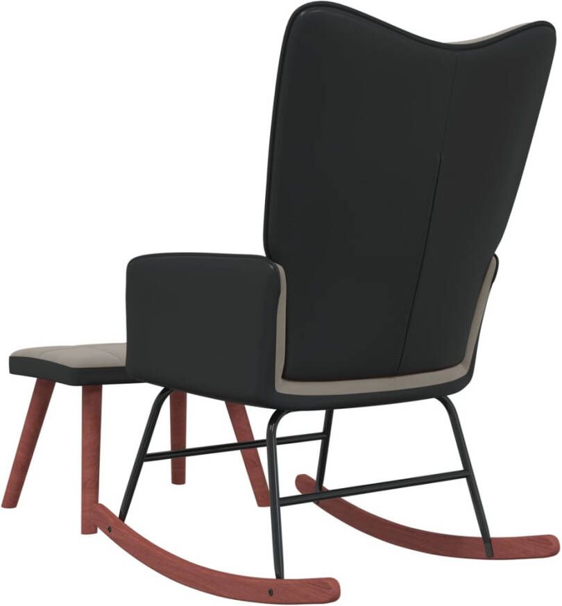 VIDAXL Schommelstoel met voetenbank fluweel en PVC lichtgrijs - Foto 2