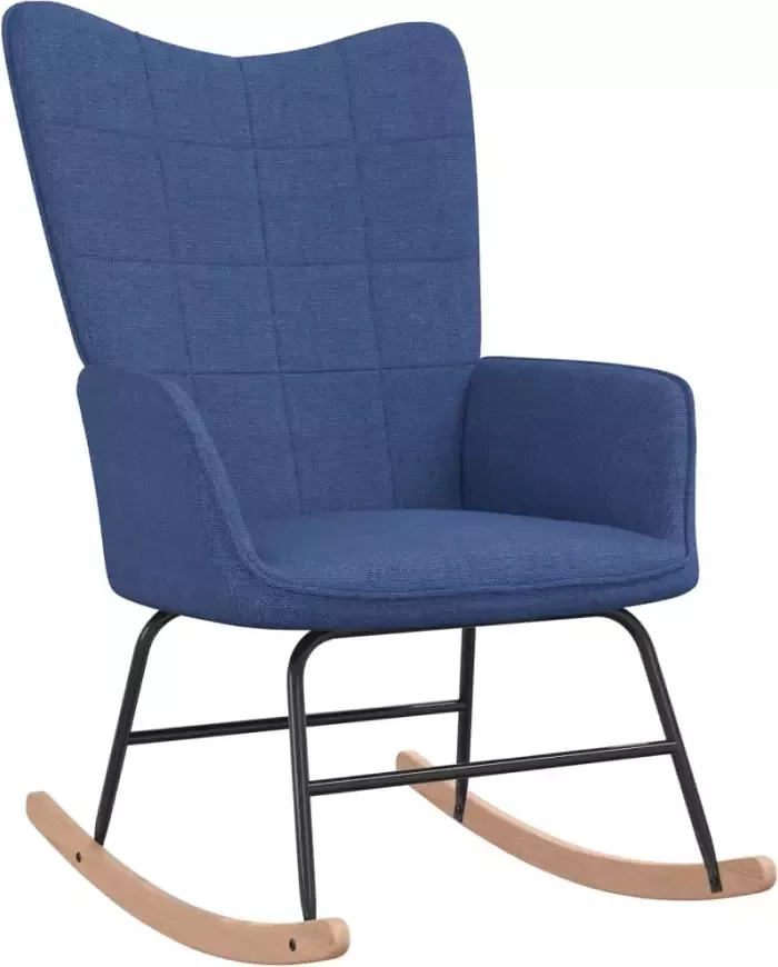 VIDAXL Schommelstoel met voetenbank stof blauw - Foto 3