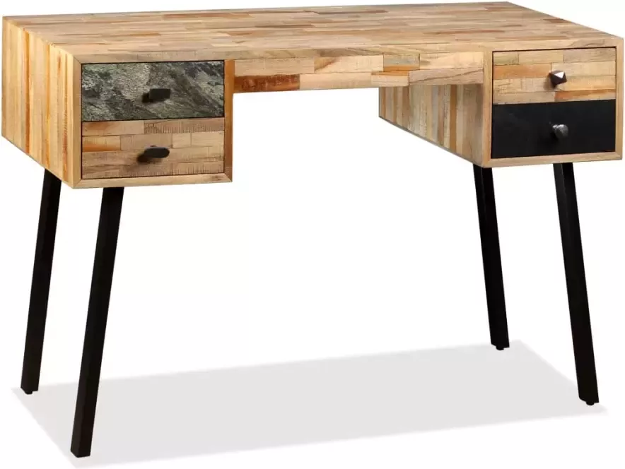 Vida XL Schrijftafel 110x50x76 cm massief gerecycled teakhout SKU: V245402 - Foto 2