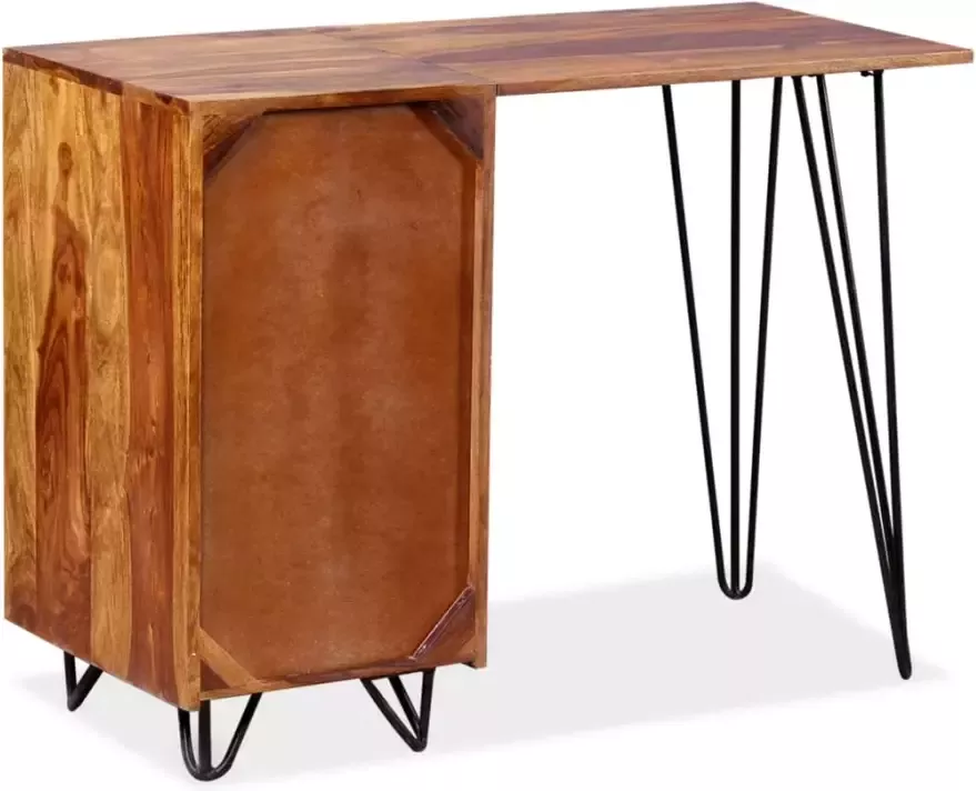 VidaXL -Schrijftafel-met-1-lade-en-1-kastje-massief-sheeshamhout - Foto 4