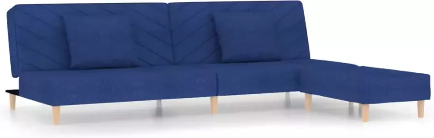 VIDAXL Slaapbank 2-zits met 2 kussens en voetenbank stof blauw