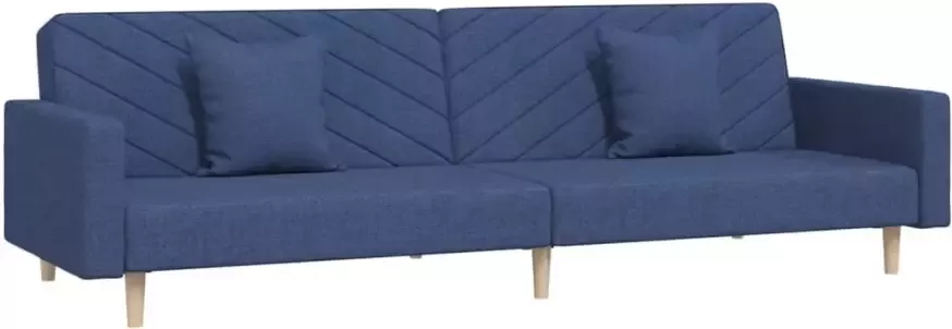 VIDAXL Slaapbank 2-zits met 2 kussens en voetenbank stof blauw