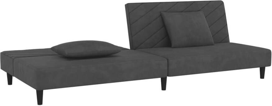 VidaXL -Slaapbank-2-zits-met-2-kussens-fluweel-donkergrijs