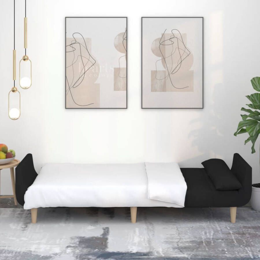 VidaXL -Slaapbank-2-zits-met-2-kussens-stof-zwart - Foto 4