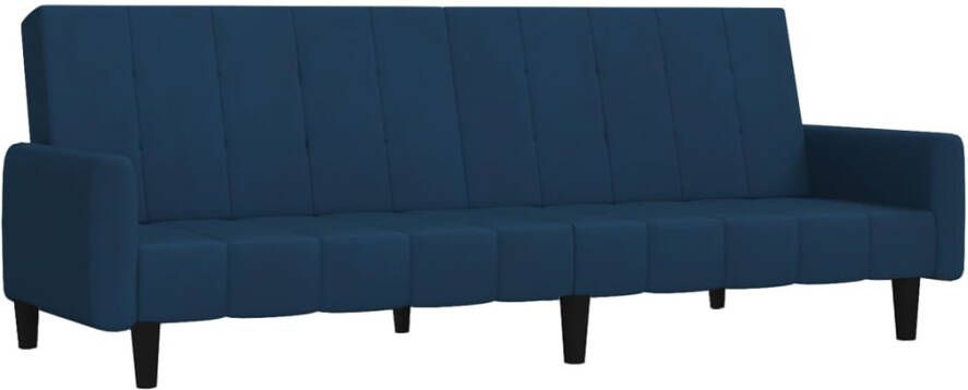 VIDAXL Slaapbank 2-zits met voetenbank fluweel blauw