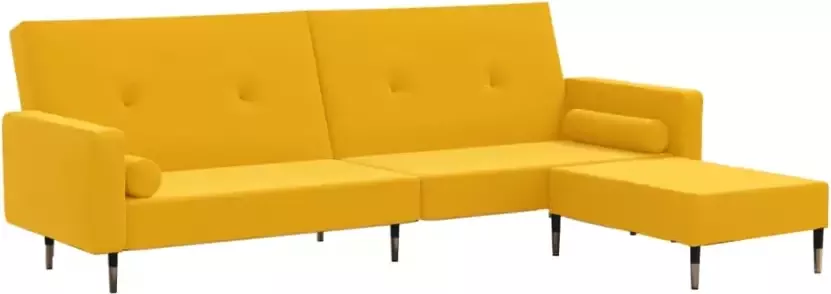 VIDAXL Slaapbank 2-zits met voetenbank fluweel geel