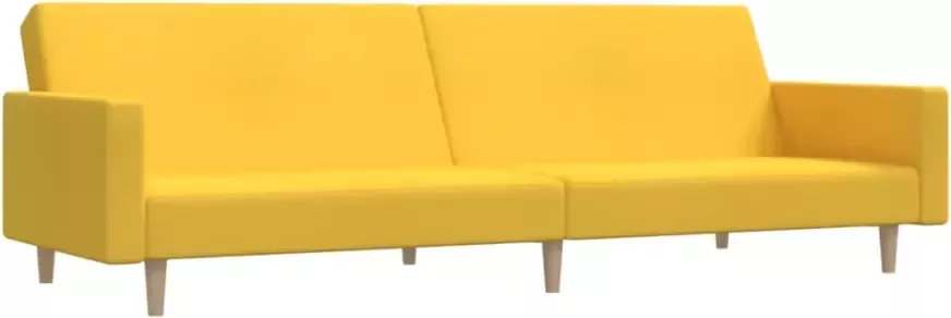 VIDAXL Slaapbank 2-zits met voetenbank stof geel