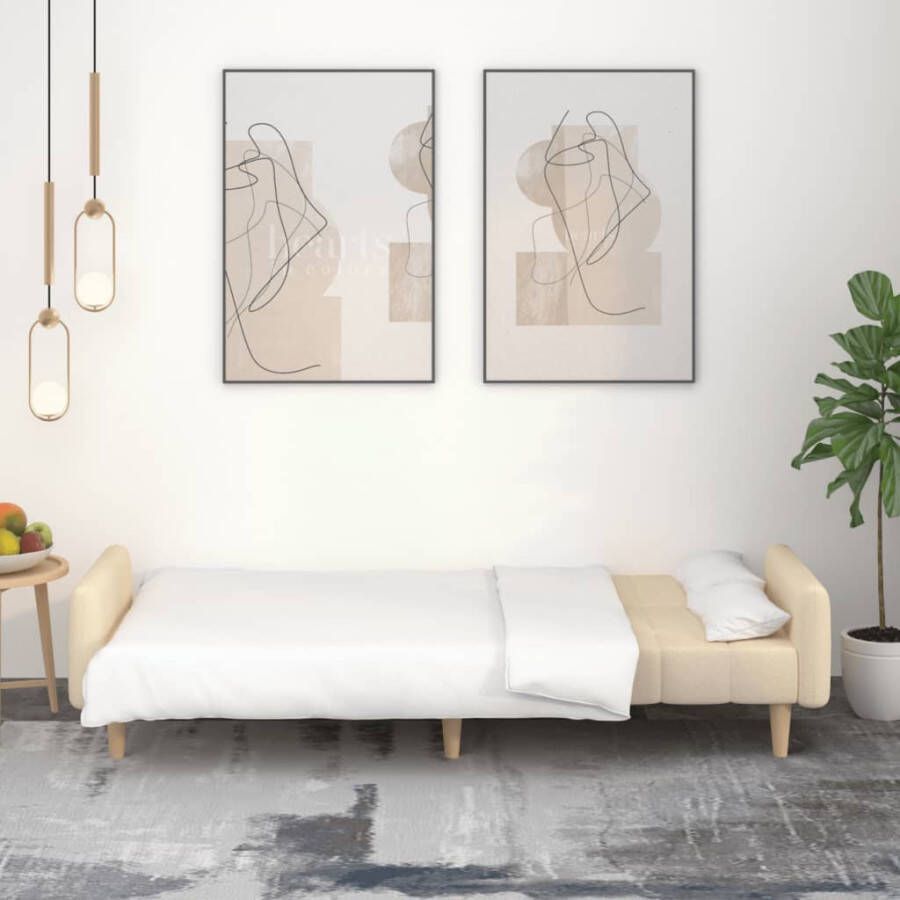 VidaXL Slaapbank 2-zits stof crÃ¨mekleurig - Foto 3