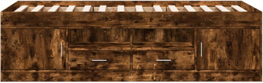 VidaXL Slaapbank met lades zonder matras 100x200 cm gerookt eikenkleur - Foto 4