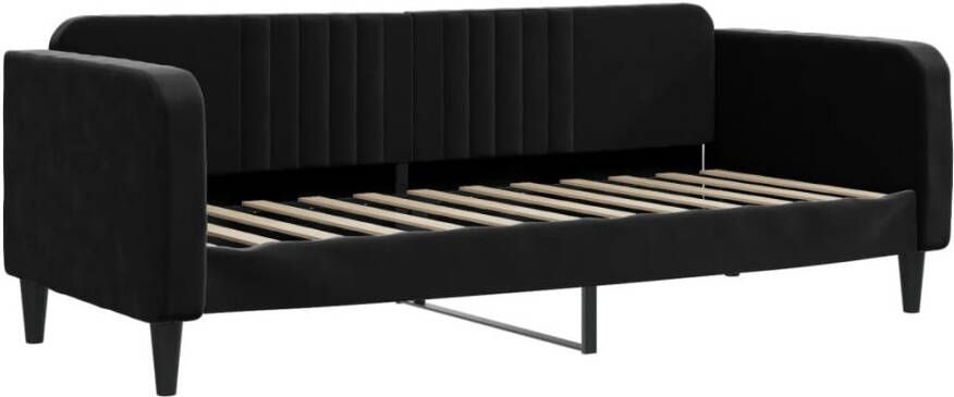 VidaXL -Slaapbank-met-matras-80x200-cm-fluweel-zwart