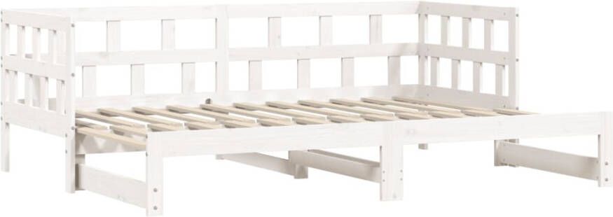 VidaXL -Slaapbank-met-onderschuifbed-90x200-cm-massief-grenenhout-wit - Foto 2
