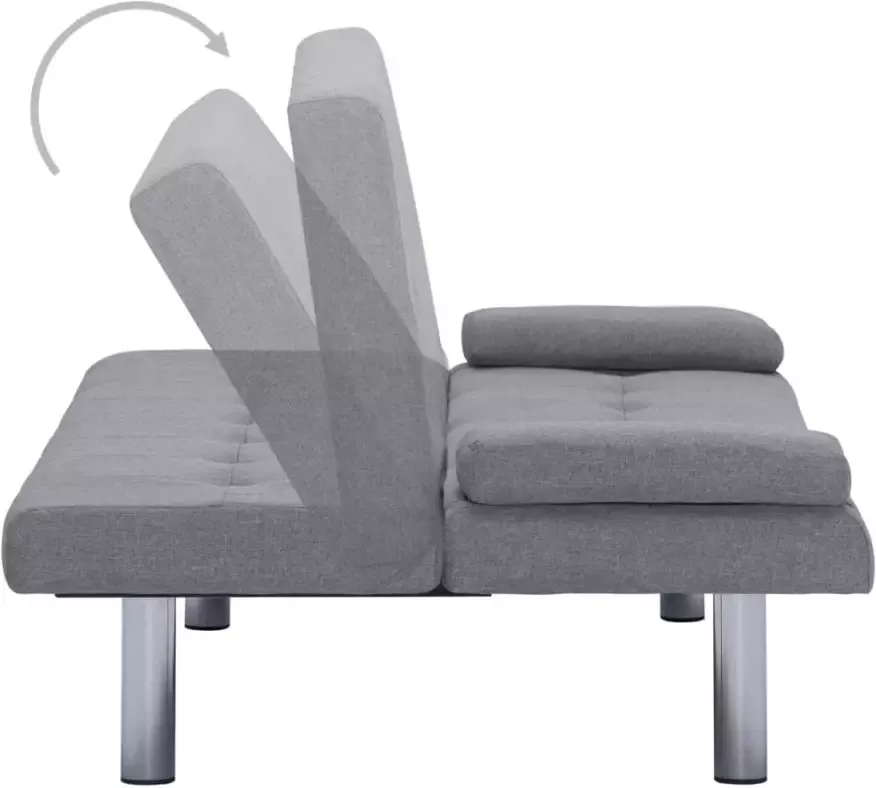 VidaXL -Slaapbank-met-twee-kussens-polyester-lichtgrijs - Foto 2