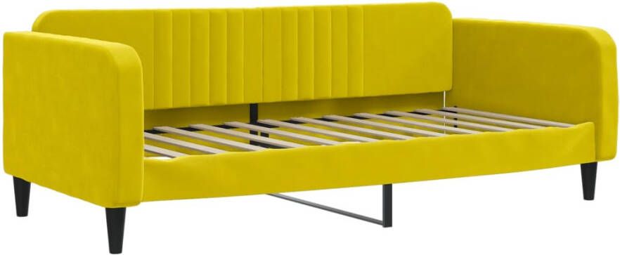 VidaXL -Slaapbank-onderschuifbed-en-matrassen-100x200-cm-fluweel-geel