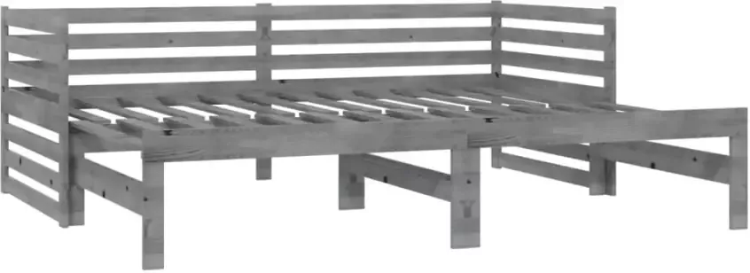 Vida XL Slaapbank uitschuifbaar massief grenenhout grijs 2x(90x200) cm SKU: V3083671 - Foto 4