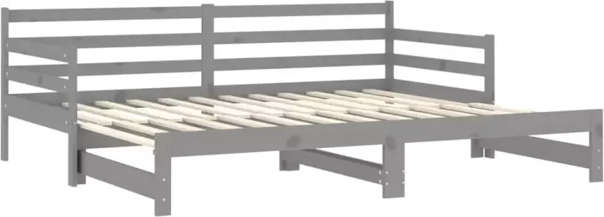 Vida XL Slaapbank uitschuifbaar massief grenenhout grijs 2x(90x200) cm SKU: V3083661 - Foto 4