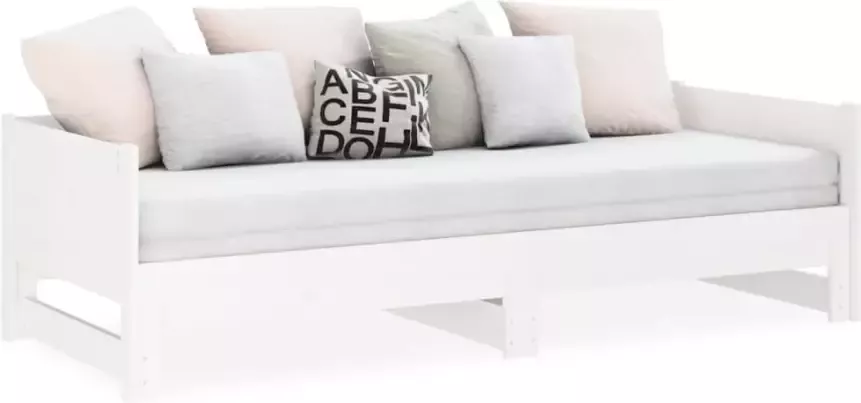 VidaXL -Slaapbank-uitschuifbaar-massief-grenenhout-wit-2x(90x190)-cm - Foto 6