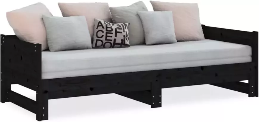 VidaXL -Slaapbank-uitschuifbaar-massief-grenenhout-zwart-2x(90x200)-cm - Foto 3