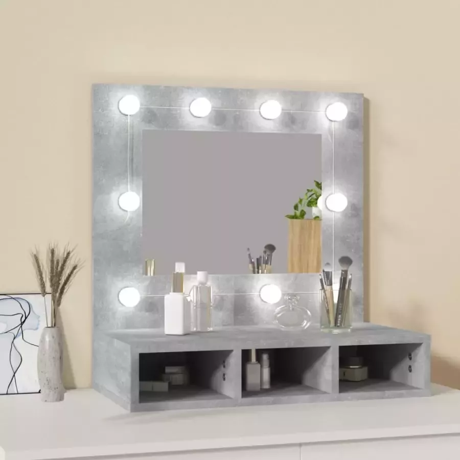 VIDAXL Spiegelkast met LED-verlichting 60x31 5x62 cm betongrijs