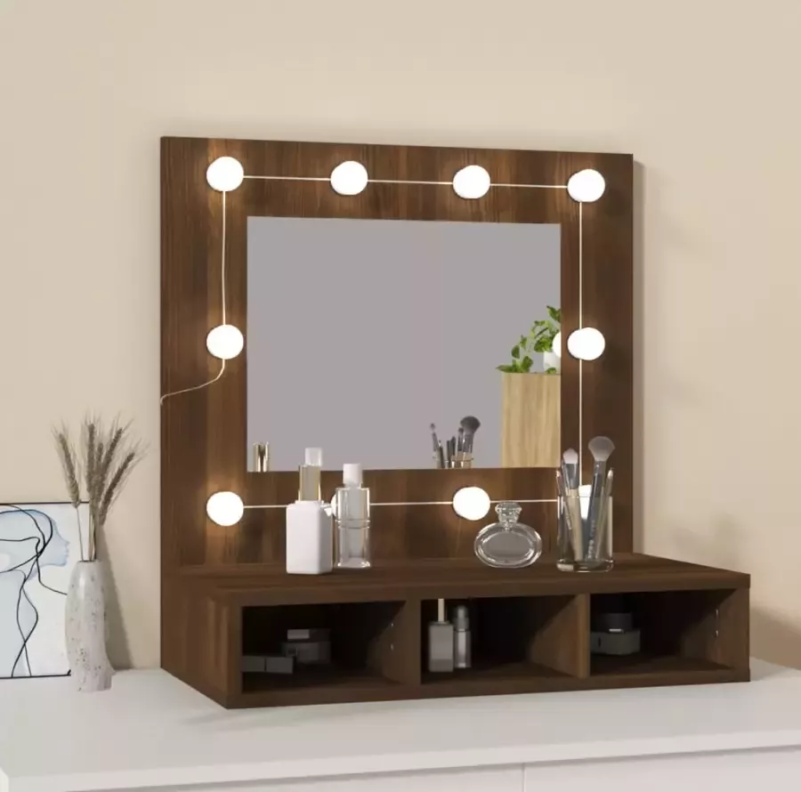 VIDAXL Spiegelkast met LED-verlichting 60x31 5x62 cm bruin eikenkleur
