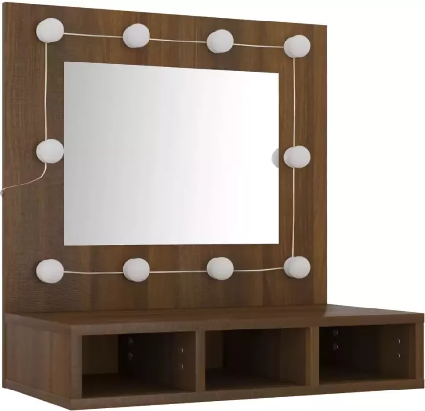VIDAXL Spiegelkast met LED-verlichting 60x31 5x62 cm bruin eikenkleur - Foto 2